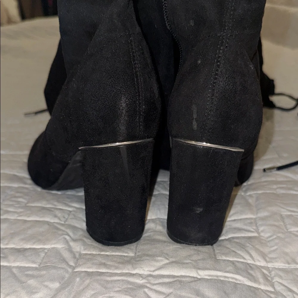 Marc Fisher Black Over-the-Knee Suede Black Boots with Thick Heel